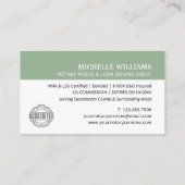 公証人ローン署名エージェントスクリプトロゴセージグリーン 名刺 (裏面)