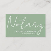 公証人ローン署名エージェントスクリプトロゴセージグリーン 名刺 (正面)
