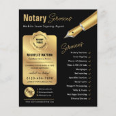 公証人ローン署名エージェントスタンプブラック&金ゴールドロゴ チラシ (正面)