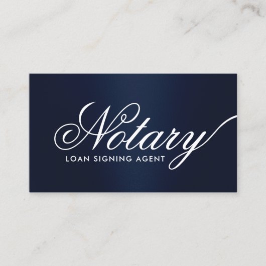 公証人ローン署名エージェントタイポグラフィネイビーブルー 名刺 (正面)