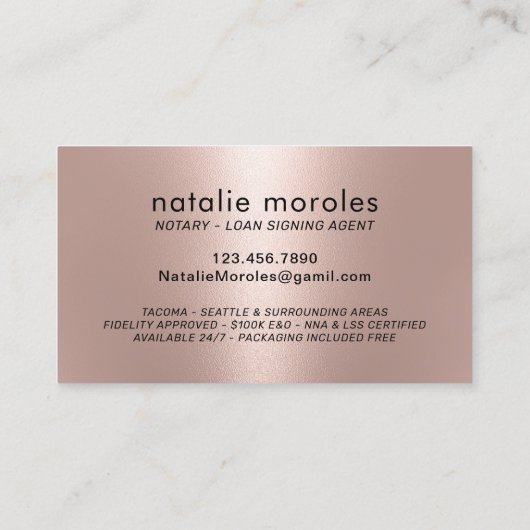 公証人ローン署名エージェントトレンディーバラ金ゴールドの低下 名刺 (裏面)
