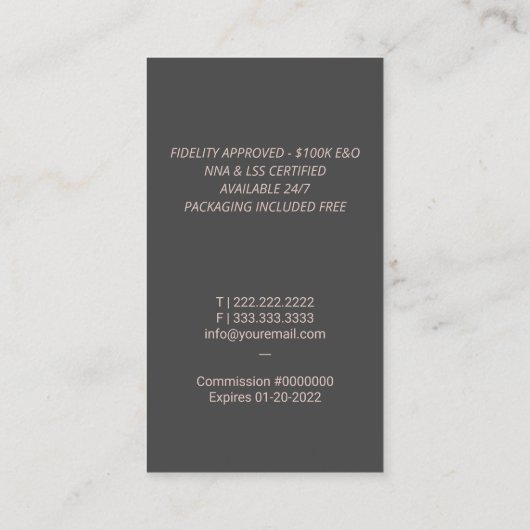 公証人ローン署名エージェントバラ金ゴールドクイルダーク 名刺 (裏面)