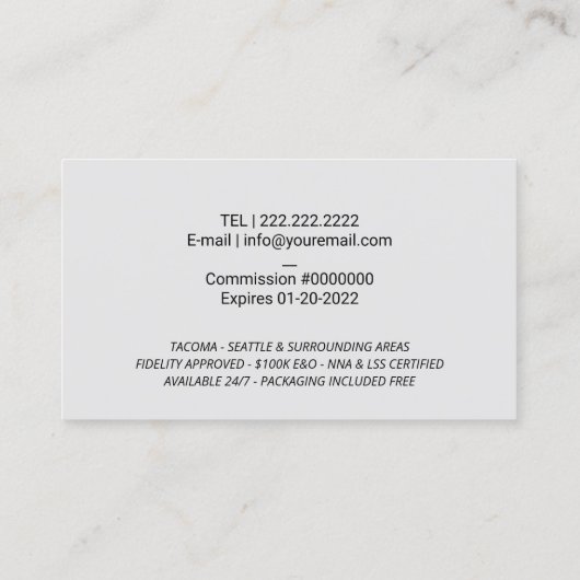 公証人ローン署名エージェントバラ金ゴールドクイルロゴ 名刺 (裏面)