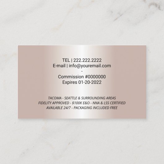 公証人ローン署名エージェントバラ金ゴールドクイル 名刺 (裏面)