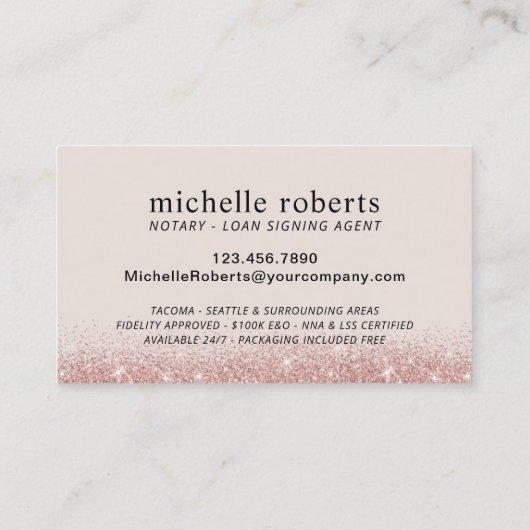 公証人ローン署名エージェントバラ金ゴールドグリッター写真 名刺 (裏面)