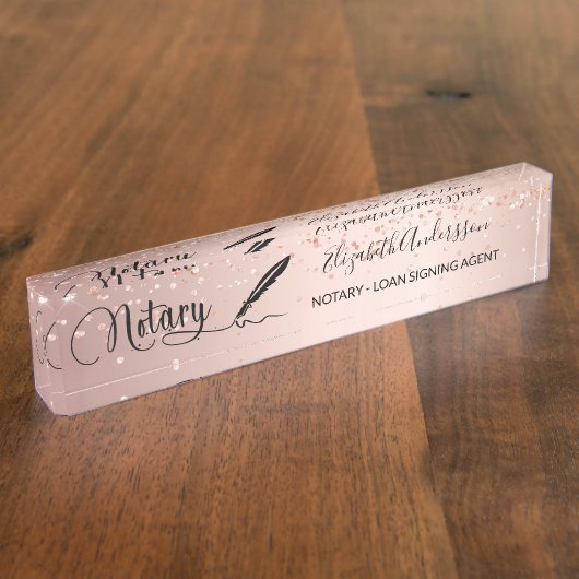 公証人ローン署名エージェントバラ金ゴールドスクリプト デスクネームプレート (側面)
