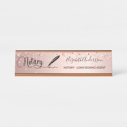 公証人ローン署名エージェントバラ金ゴールドスクリプト デスクネームプレート (正面)