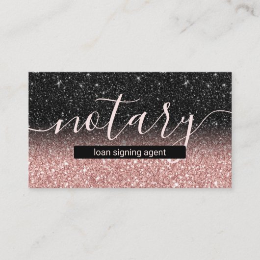 公証人ローン署名エージェントバラ金ゴールドブラックグリッター 名刺 (正面)