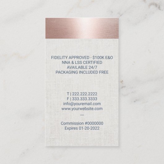 公証人ローン署名エージェントバラ金ゴールドブルークイル 名刺 (裏面)