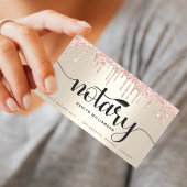 公証人ローン署名エージェントピンクグリッタースクリプト金ゴールド 名刺