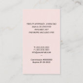 公証人ローン署名エージェントブラッククイル赤面ピンク 名刺 (裏面)