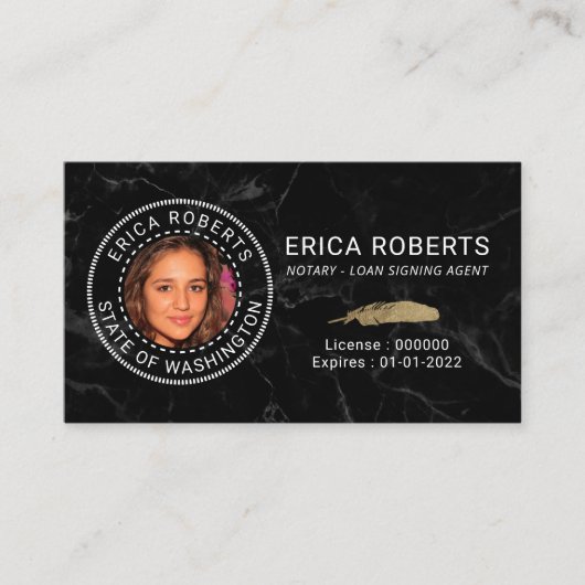 公証人ローン署名エージェントブラック大理石の写真 名刺 (正面)