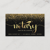 公証人ローン署名エージェントブラック金ゴールドグリッタースクリプト 名刺 (正面)