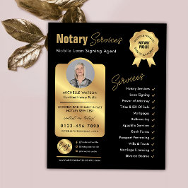 公証人ローン署名エージェントブラック&金ゴールドロゴ写真 チラシ