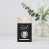 公証人ローン署名エージェントブラック&金ゴールド写真 名刺 (スタンド正面)