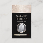 公証人ローン署名エージェントブラック&金ゴールド写真 名刺 (正面)