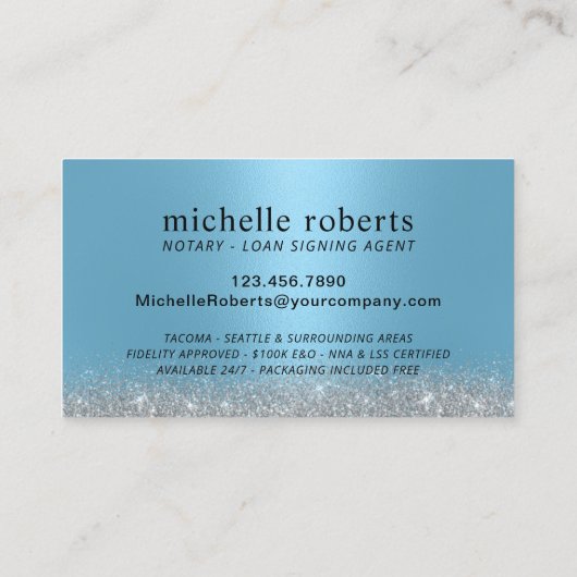公証人ローン署名エージェントモダンの青い写真 名刺 (裏面)