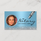 公証人ローン署名エージェントモダンの青い写真 名刺 (正面)