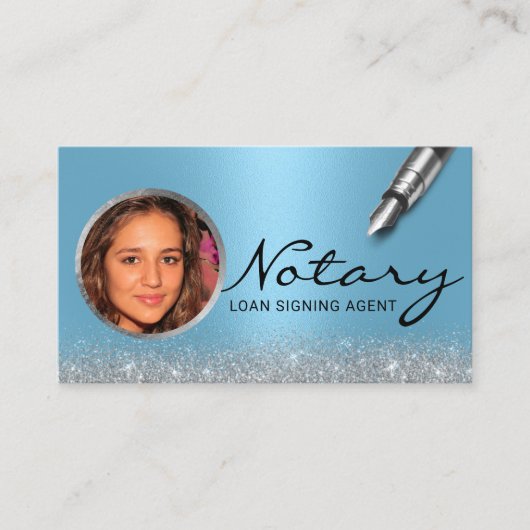 公証人ローン署名エージェントモダンの青い写真 名刺 (正面)