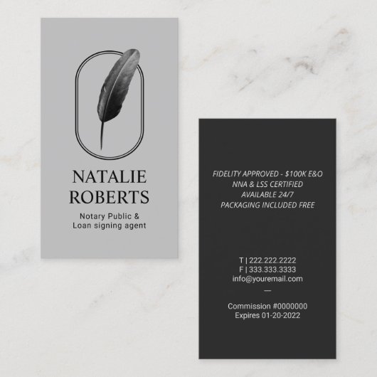 公証人ローン署名エージェントモダンクイルのロゴシルバー 名刺 (正面/裏面)