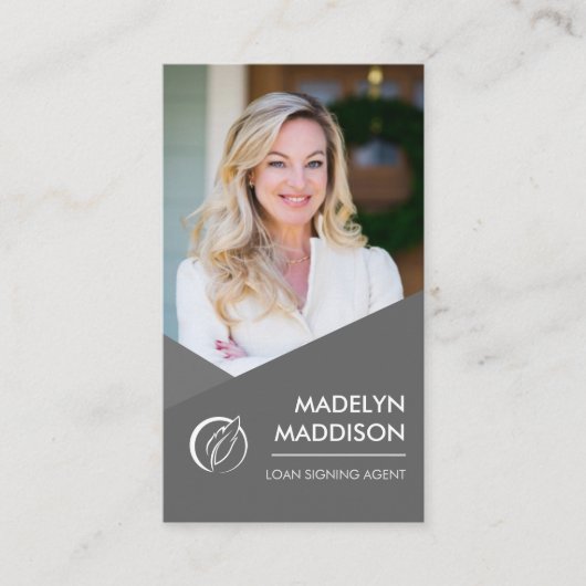 公証人ローン署名エージェントモダングレー写真 名刺 (正面)