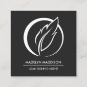 公証人ローン署名エージェントモダンダークグレー スクエア名刺 (正面)
