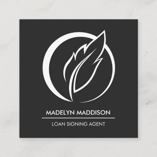公証人ローン署名エージェントモダンダークグレー スクエア名刺 (正面)