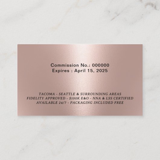 公証人ローン署名エージェントモダンバラ金ゴールド写真 名刺 (裏面)