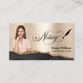 公証人ローン署名エージェントモダンブラック金ゴールド写真 名刺 (正面)