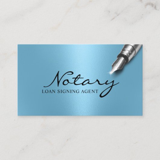 公証人ローン署名エージェントモダンライトブルー 名刺 (正面)