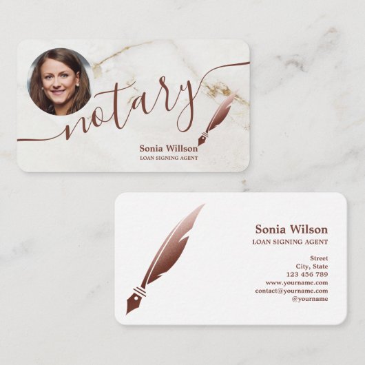 公証人ローン署名エージェントモダン写真の追加 名刺 (正面/裏面)