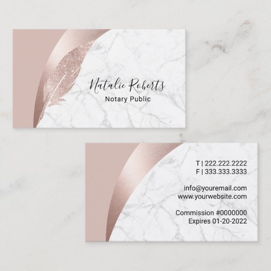 公証人ローン署名エージェントモダン大理石バラ金ゴールド 名刺 (正面/裏面)