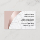 公証人ローン署名エージェントモダン大理石バラ金ゴールド 名刺 (裏面)