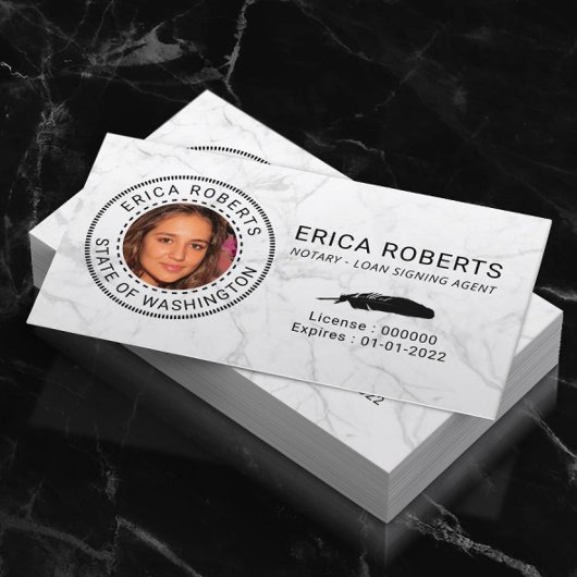 公証人ローン署名エージェントモダン大理石写真 名刺