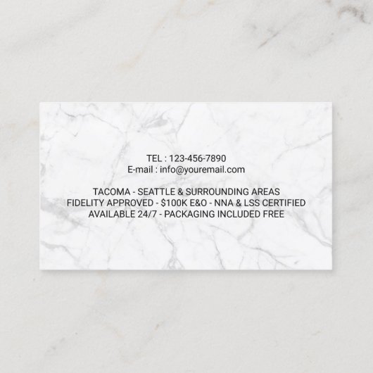 公証人ローン署名エージェントモダン大理石写真 名刺 (裏面)