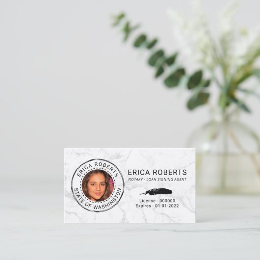 公証人ローン署名エージェントモダン大理石写真 名刺 (スタンド正面)