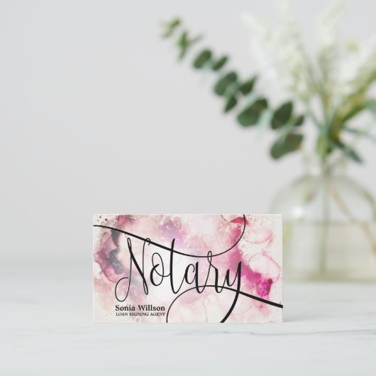 公証人ローン署名エージェントモダン抽象芸術スクリプト 名刺 (スタンド正面)