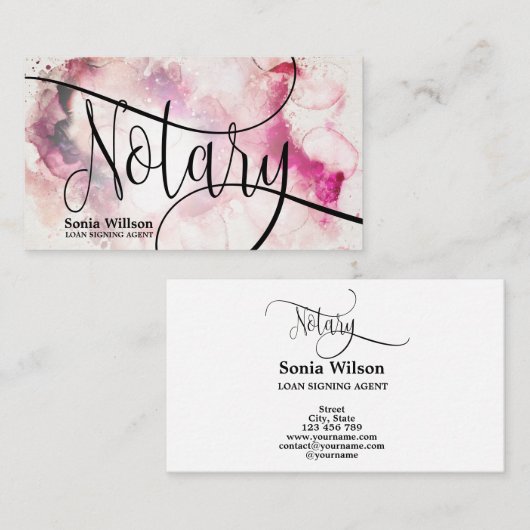 公証人ローン署名エージェントモダン抽象芸術スクリプト 名刺 (正面/裏面)