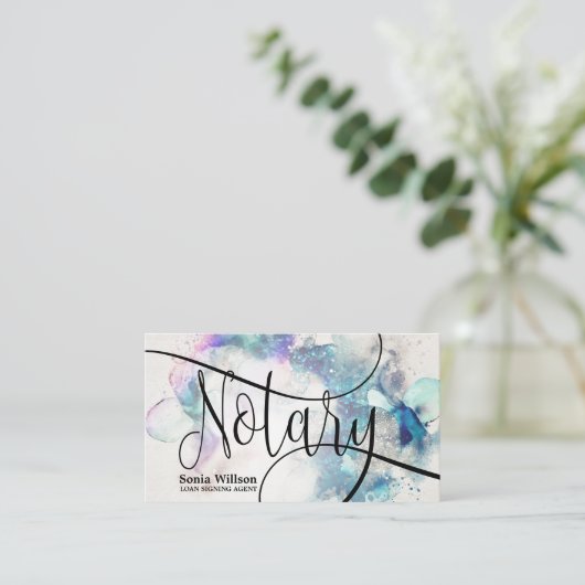 公証人ローン署名エージェントモダン抽象芸術スクリプトB 名刺 (スタンド正面)