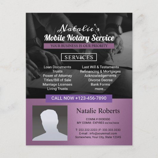 公証人ローン署名エージェントモダン紫の写真 チラシ (正面)