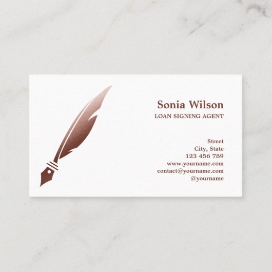 公証人ローン署名エージェントモダン赤面ピンク大理石 名刺 (裏面)