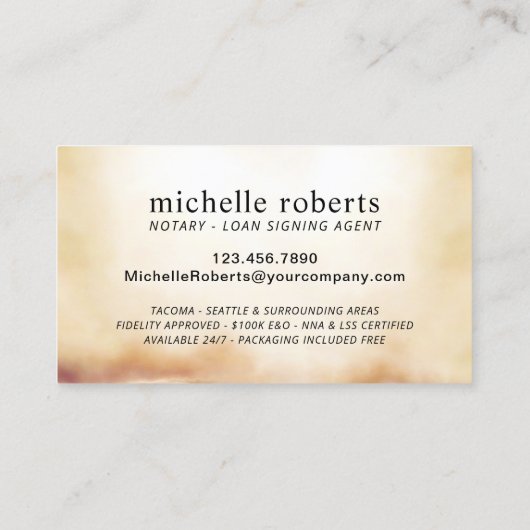 公証人ローン署名エージェント大理石ゲート写真 名刺 (裏面)