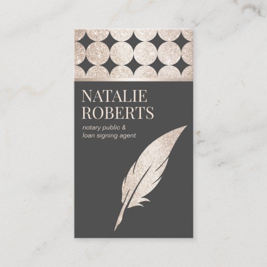 公証人ローン署名エージェント幾何学金ゴールドクールペン 名刺 (正面)