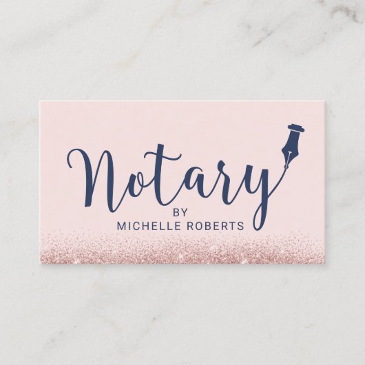 公証人ローン署名エージェント海軍と赤面バラ金ゴールド 名刺 (正面)