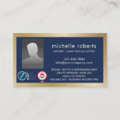 公証人ローン署名エージェント海軍と金ゴールド写真 名刺 (裏面)