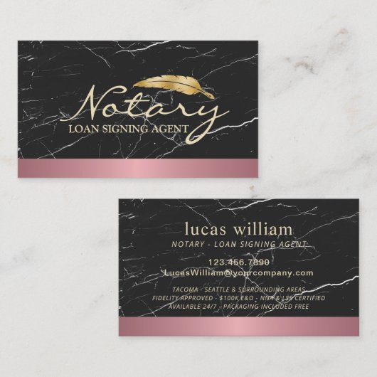 公証人ローン署名エージェント縁ど金ゴールド黒大理石 名刺 (正面/裏面)