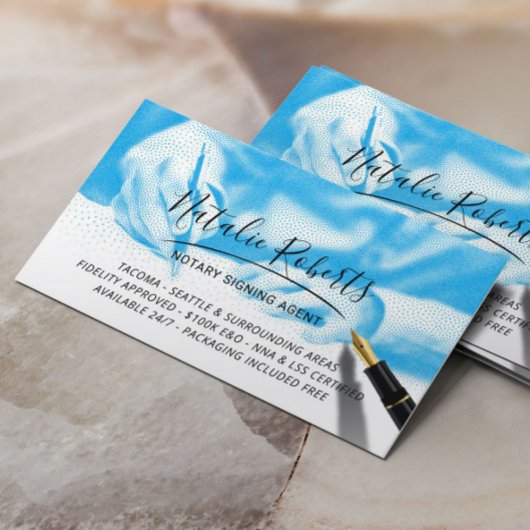 公証人ローン署名エージェント署名ブルー 名刺