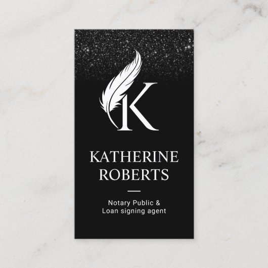 公証人ローン署名エージェント羽毛イニシャルロゴ 名刺 (正面)