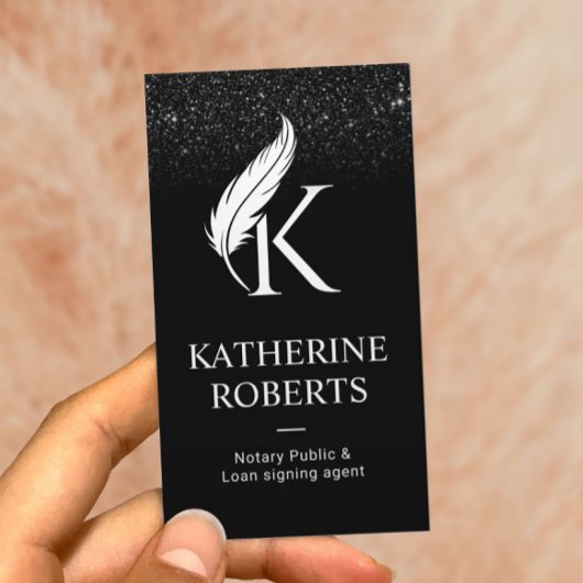 公証人ローン署名エージェント羽毛イニシャルロゴ 名刺