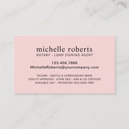 公証人ローン署名エージェント赤面バラ金ゴールド写真 名刺 (裏面)